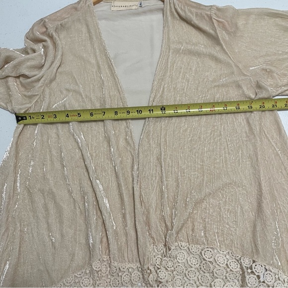 Johnny Was 4LoveandLiberty Crochet Velvet Ivory Kimono Cardigan Size Small - Picture 9 of 12